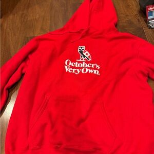 OVO Bright Red Hoodie with Owl and Text